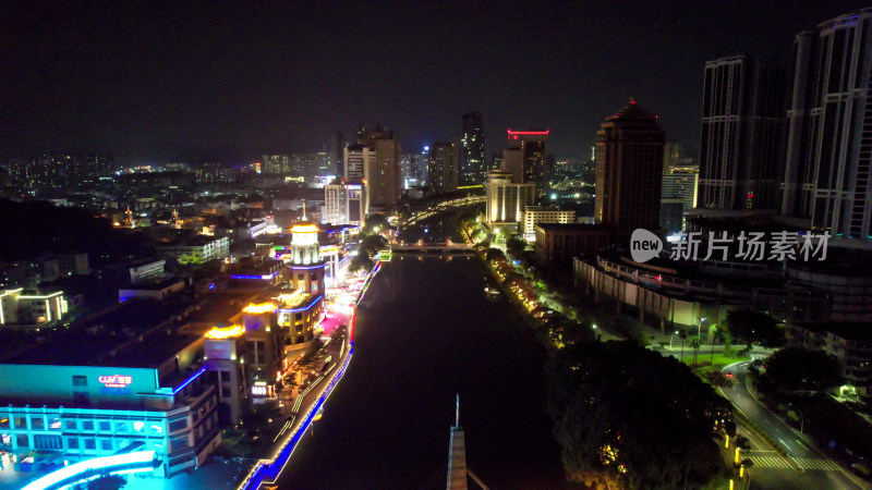 广东中山城市夜景灯光航拍