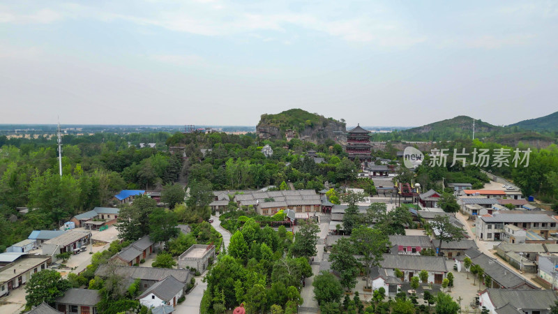 航拍河南商丘芒砀山旅游区夫子山景区