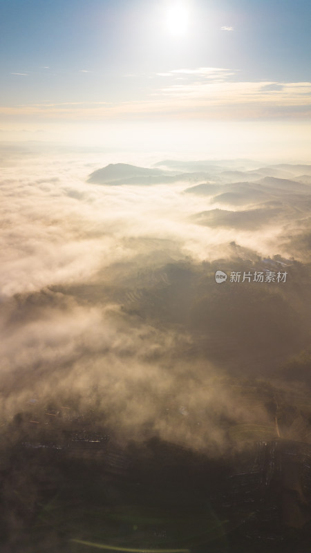 航拍山川清晨云海云雾风景