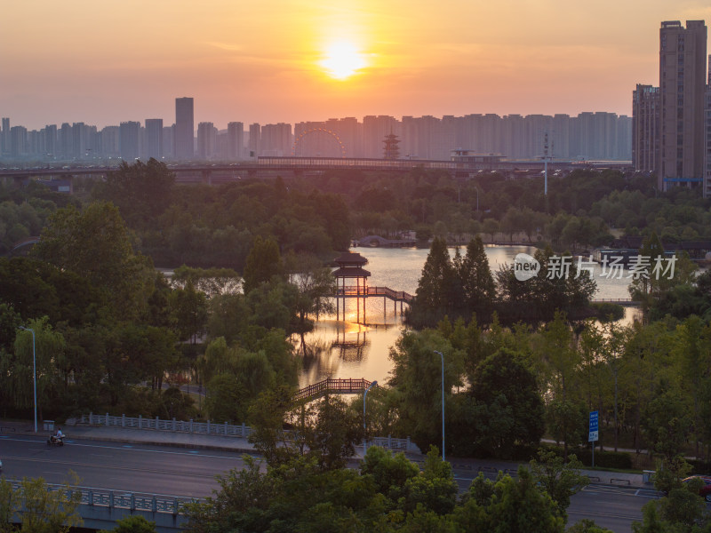 长沙洋湖湿地公园落日余晖