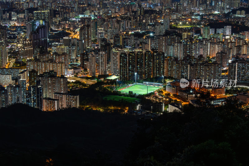 香港维多利亚港CBD中环日落夜景繁华都市