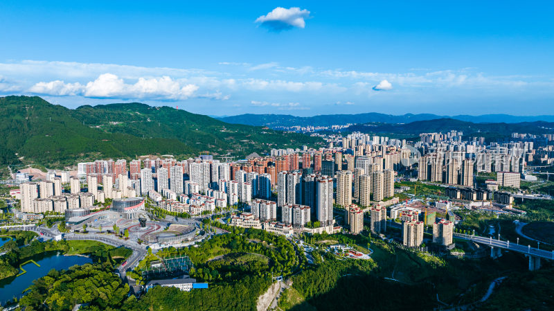 达州莲花湖西外片区城市航拍全景