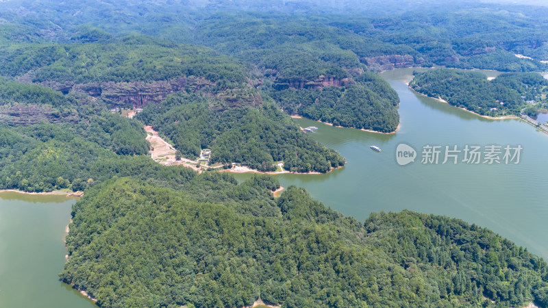 福建泰宁大金湖丹霞地貌航拍图