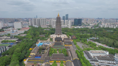 航拍江苏常州红梅公园4A景区