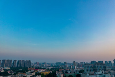 海边城市广西北海晚霞夜幕降临航拍摄影图