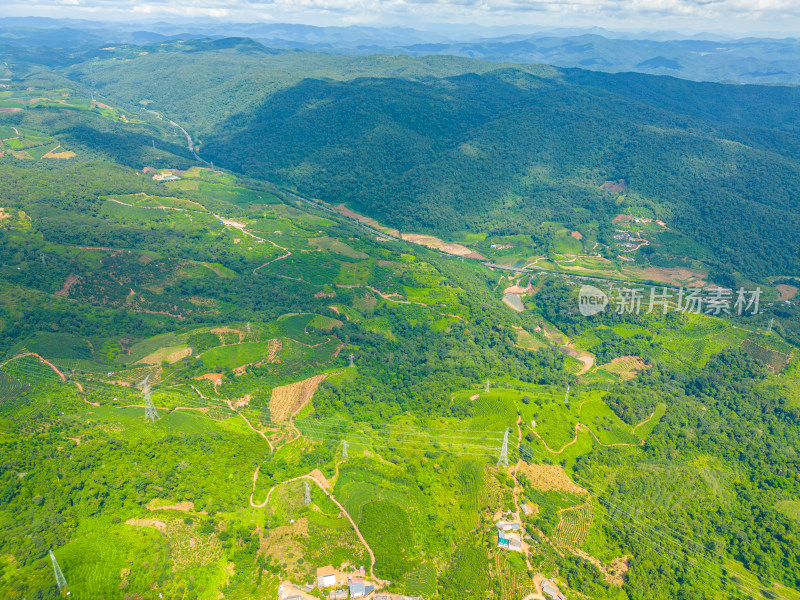 航拍乡村田园风光梯田田地