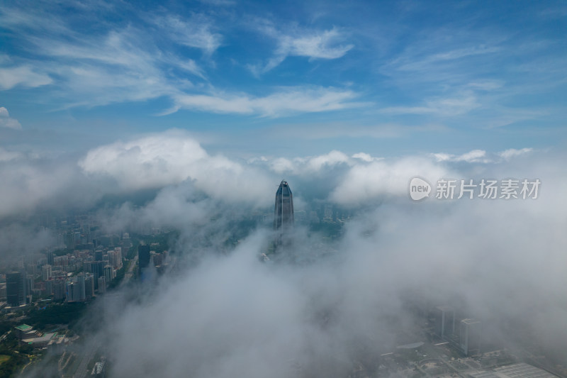 深圳市平安金融中心云海航拍图