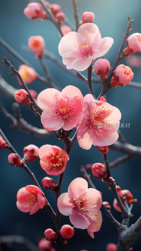 春日桃花盛开浪漫花朵清新花海背景