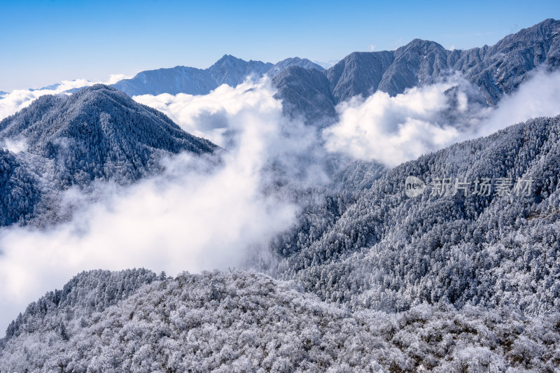 冬季成都西岭雪山景区综合航拍