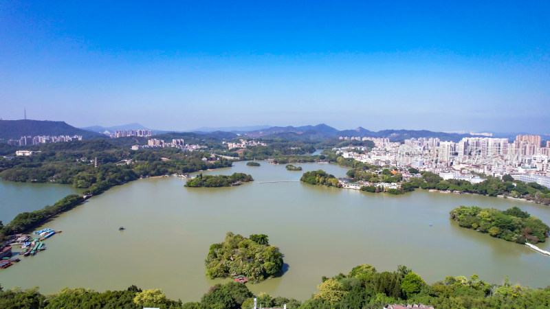 广东惠州西湖5A景区全景航拍图