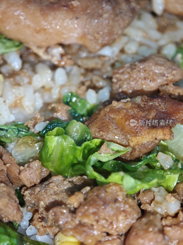 鸡肉青菜盖浇饭特写