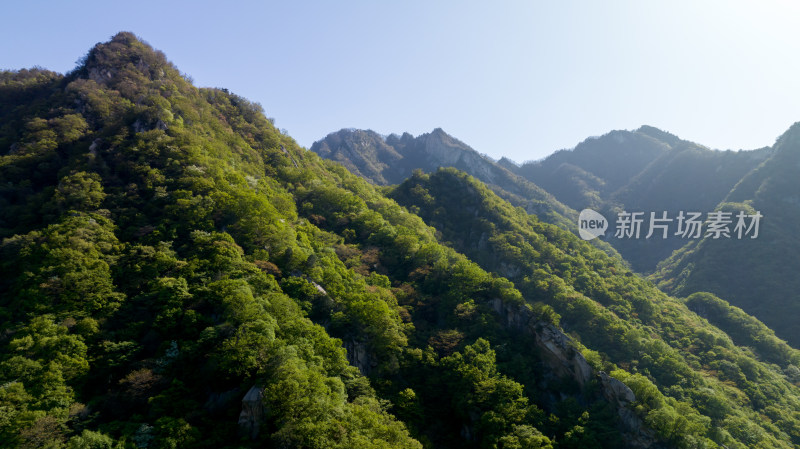 河南花果山春天自然中绿色的大山