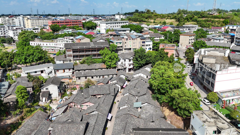 四川自贡仙市古镇航拍摄影图