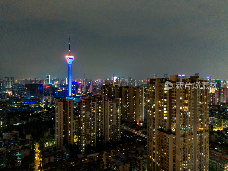 成都春熙路夜景航拍图