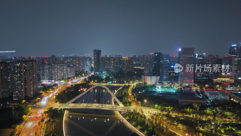 航拍成都天府新城成都双子塔夜景摄影图