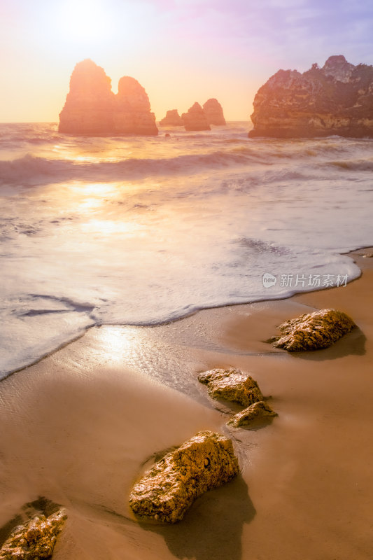 西班牙海滩日落美景 旅游