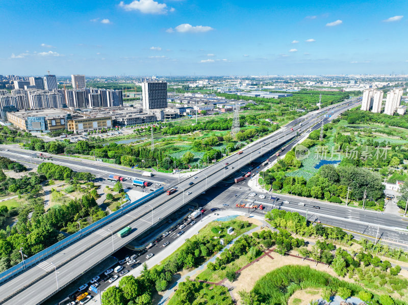 航拍江苏苏州昆山城市建筑风光大景