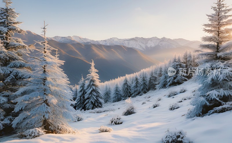 冬季森林白雪覆盖风景