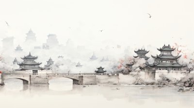 中国传统水墨画，北京紫禁城