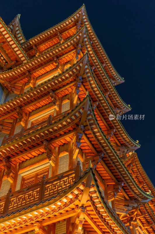 广州大佛寺中式传统仿古建筑夜景灯光