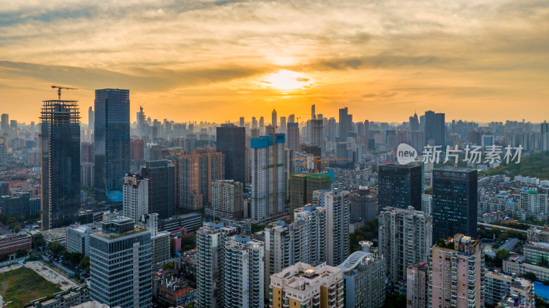 武汉汉口城市建筑群航拍