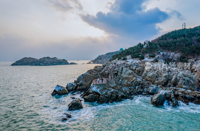 威海环海路猫头山观景台风光