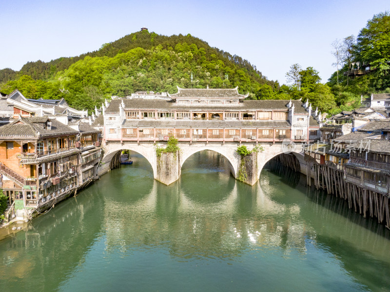 中国最美小镇湖南凤凰古城航拍图