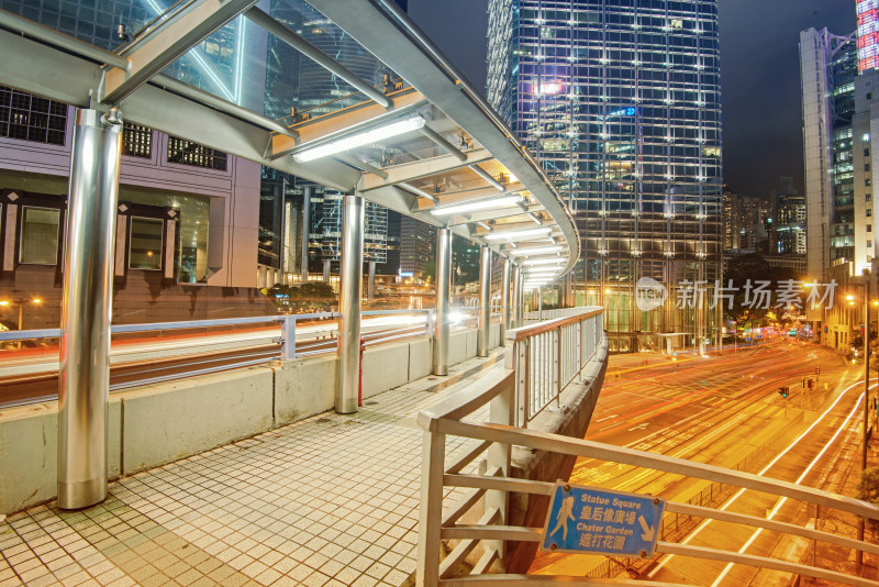 城市街道夜景车流光影