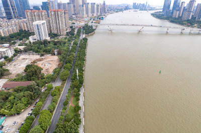 广州珠江两岸高楼建筑航拍摄影图