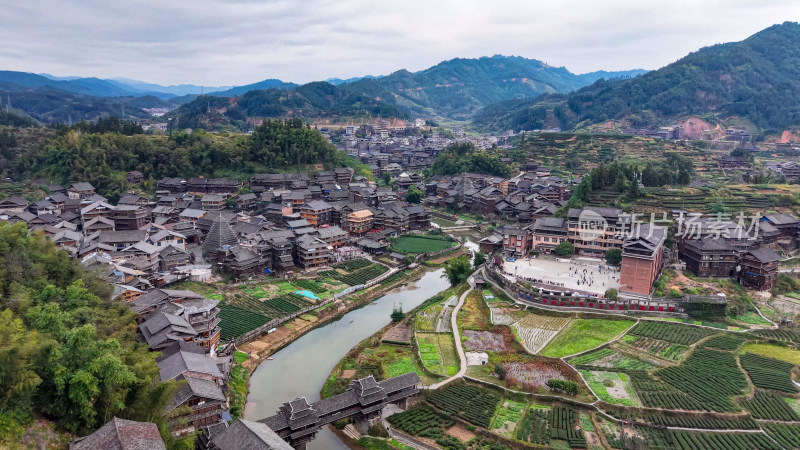 广西柳州程阳八寨5A景区航拍图