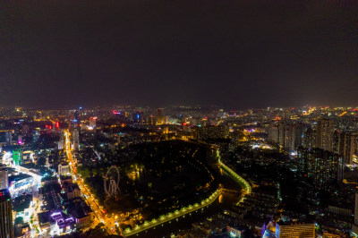 航拍安徽合肥城市夜景交通