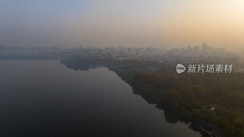 航拍杭州西湖秋日美景