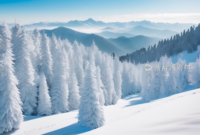 冬季森林白雪覆盖风景