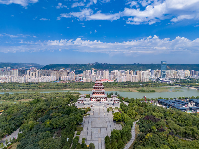 陕西宝鸡城市风光航拍图