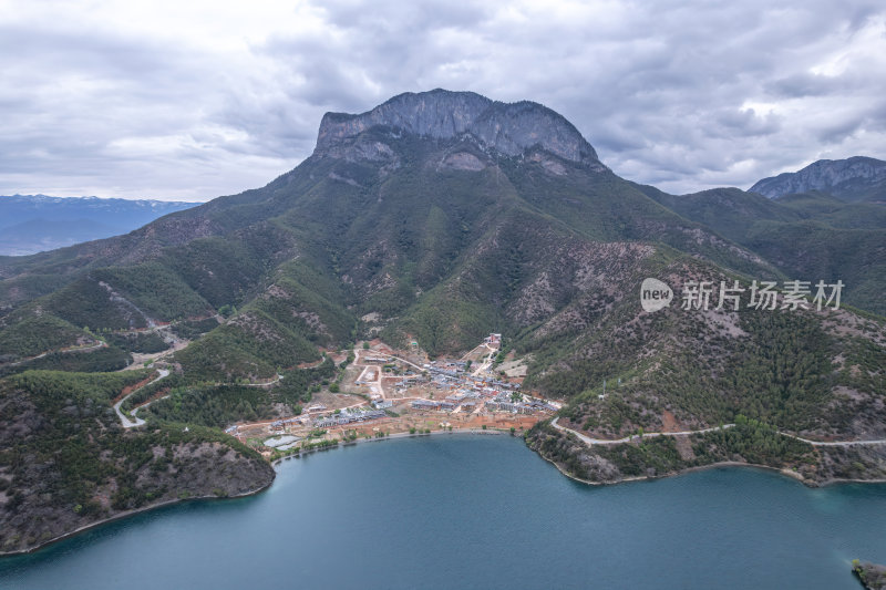 云南丽江泸沽湖摩梭族美景高空航拍