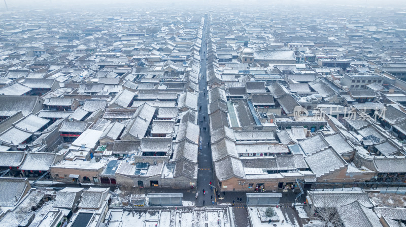 山西晋中平遥古城雪景航拍风景宣传