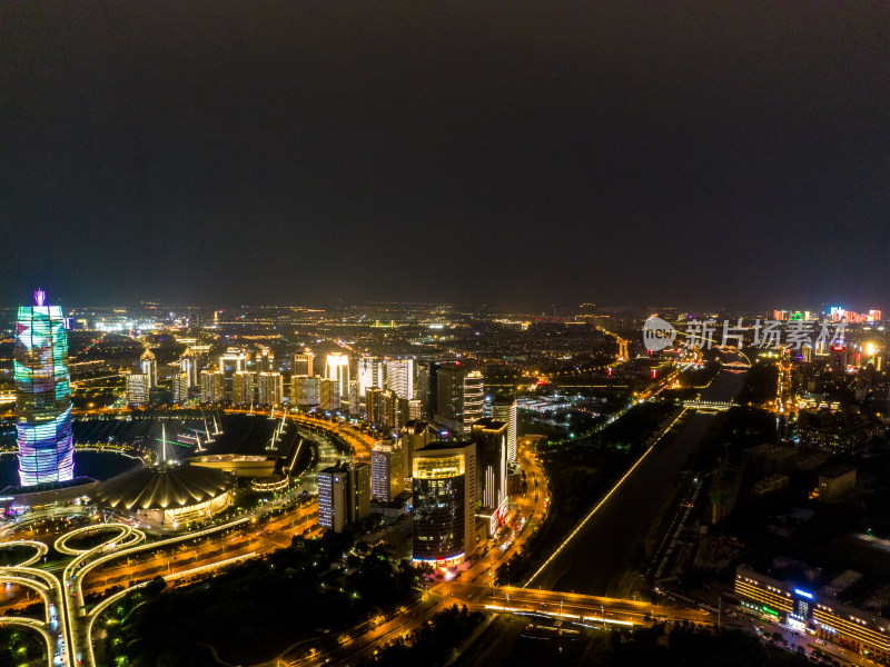 河南郑州城市夜景灯光航拍摄影图