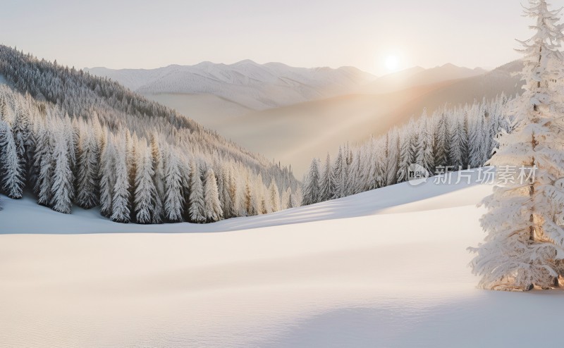 冬季森林白雪覆盖风景