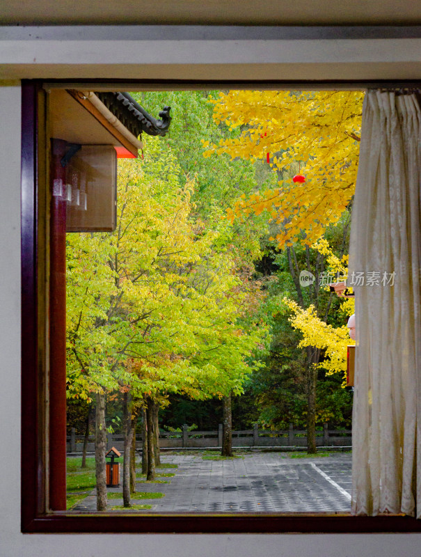 洛阳白云山景区窗外秋季风景