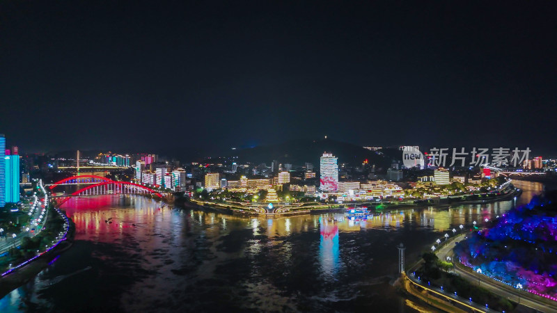 航拍四川宜宾夜景宜宾城市风光摄影图