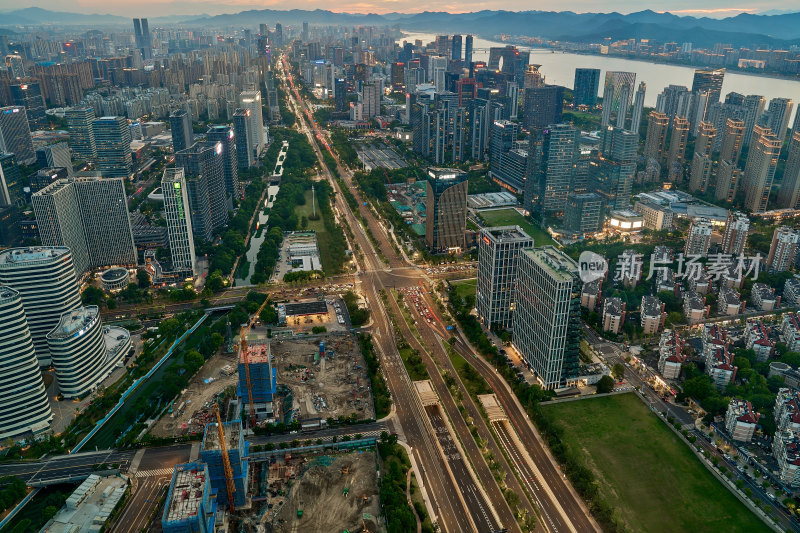 浙江杭州滨江城市风光