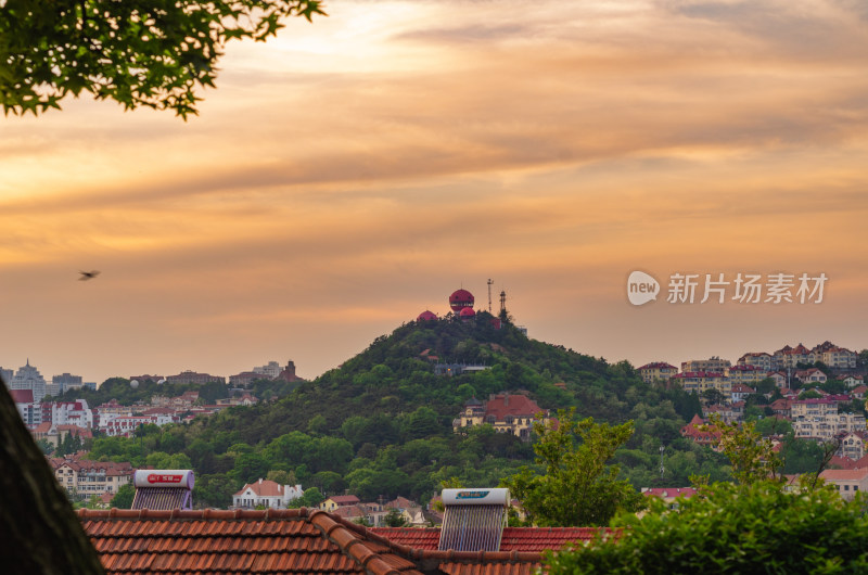 中国山东青岛信号山夕阳风景