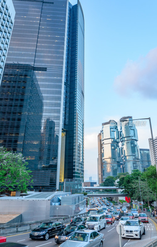 香港中环CBD城市摩天大楼写字楼建筑群景观