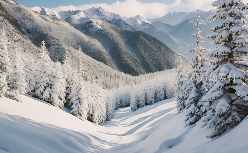 冬季森林白雪覆盖风景