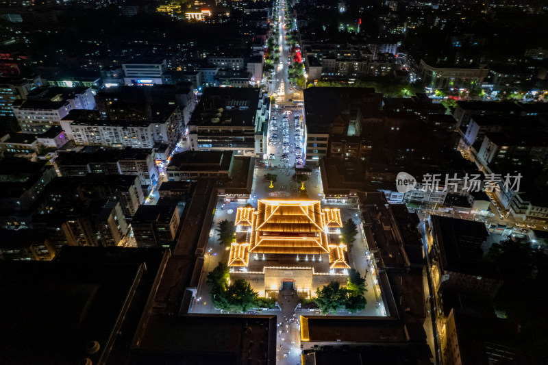 湖北襄阳城市风光旅游景区地标建筑航拍图