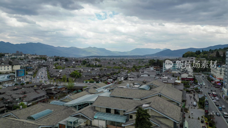 航拍云南丽江古城5A景区