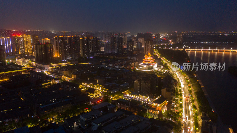 咸阳城市夜景航拍