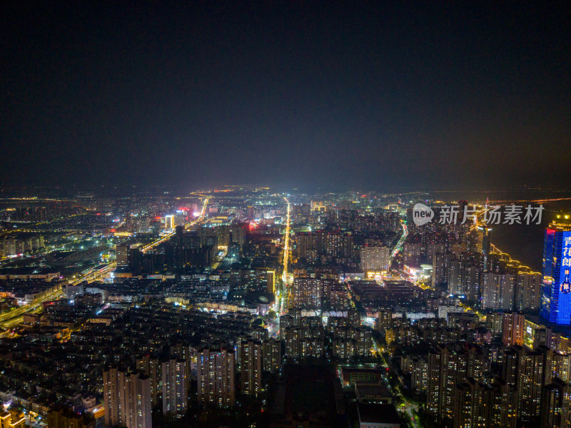 安徽芜湖城市夜景灯光航拍图