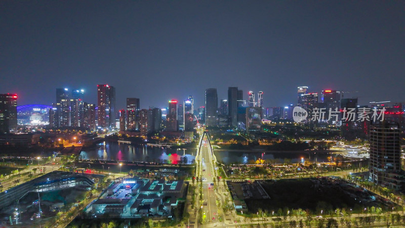 航拍成都天府新城CBD夜景摄影图