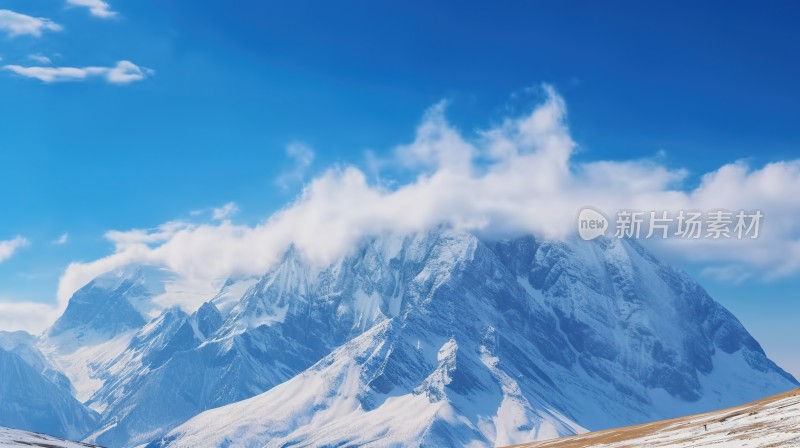 冬季唯美雪景雪山海报背景配图高清摄影图